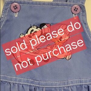 Vtg Baby Mickey & Co Embroidered Overalls Size 18 Month Purple